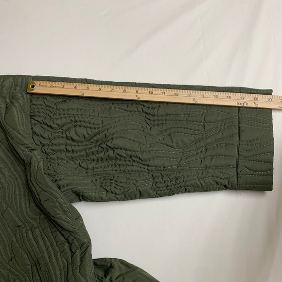 Calme Johnny Was Ava XXL Olive Green Quilted Robe Coat Lining Tie Waist Pockets - Picture 7 of 8